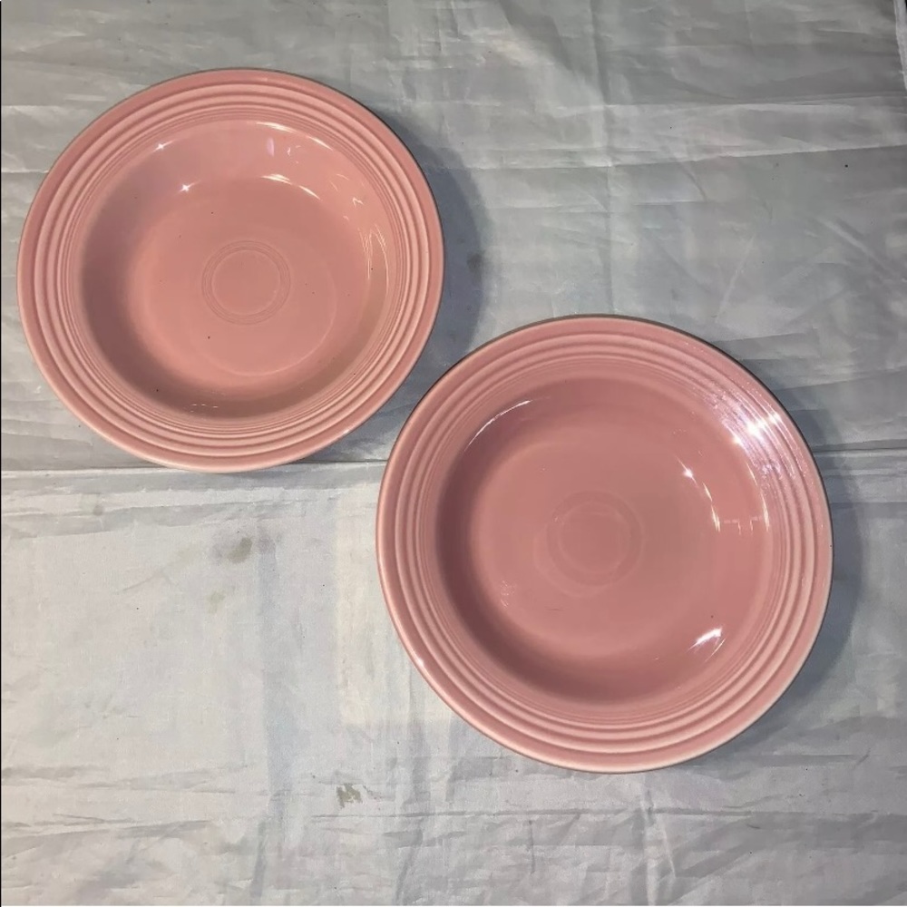 Homer Laughlin Fiesta Rose Deep Plates Bowls Pair